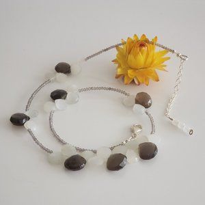 Handcrafted, Unique 🌿 Moonstone necklace, Grey and White Moonstone.